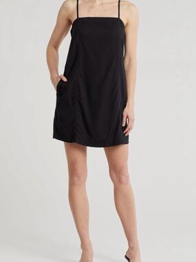 Madewell Black Spaghetti-Strap linen Mini Dress